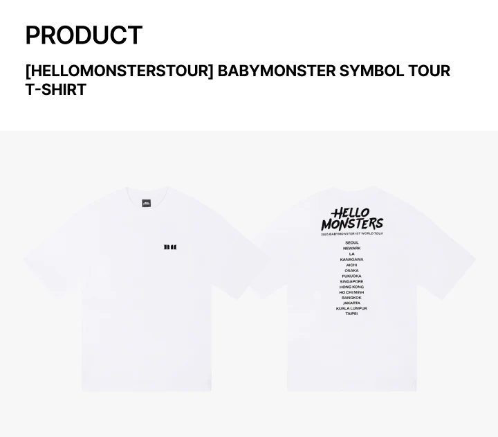 BABYMONSTER HELLO MONSTERS TOUR Official MD - SYMBOL TOUR T-SHIRT - Image 2