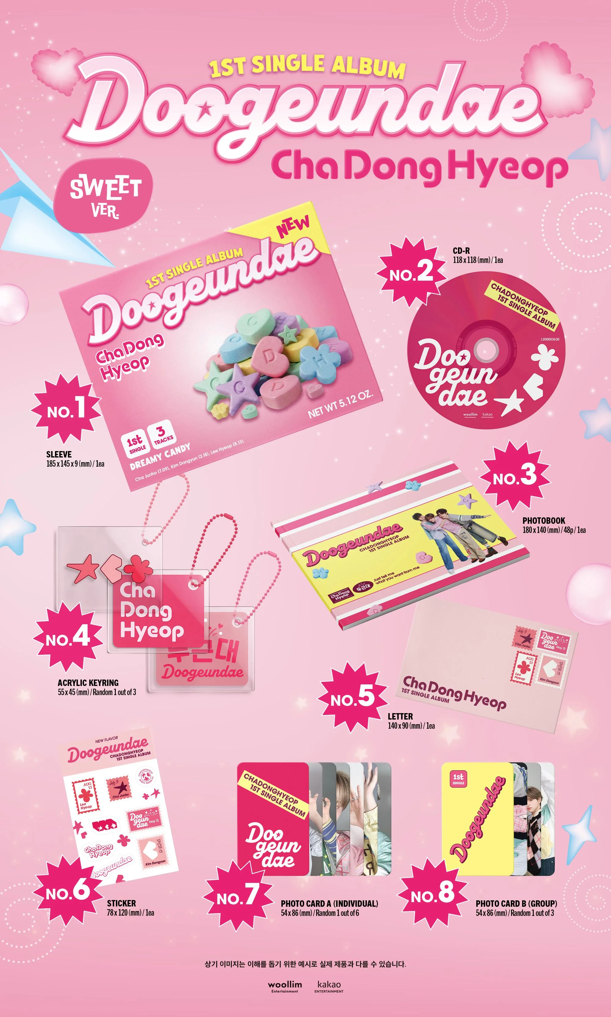 Cha Dong Hyeop Drippin - 1st Single Album Doogeundae 두근대 Sweet version - Image 2
