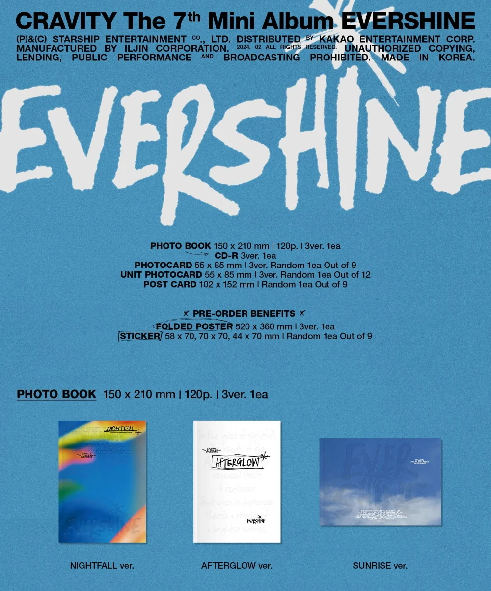 CRAVITY - 7th Mini Album EVERSHINE CD+Pre-Order Benefit - Image 2