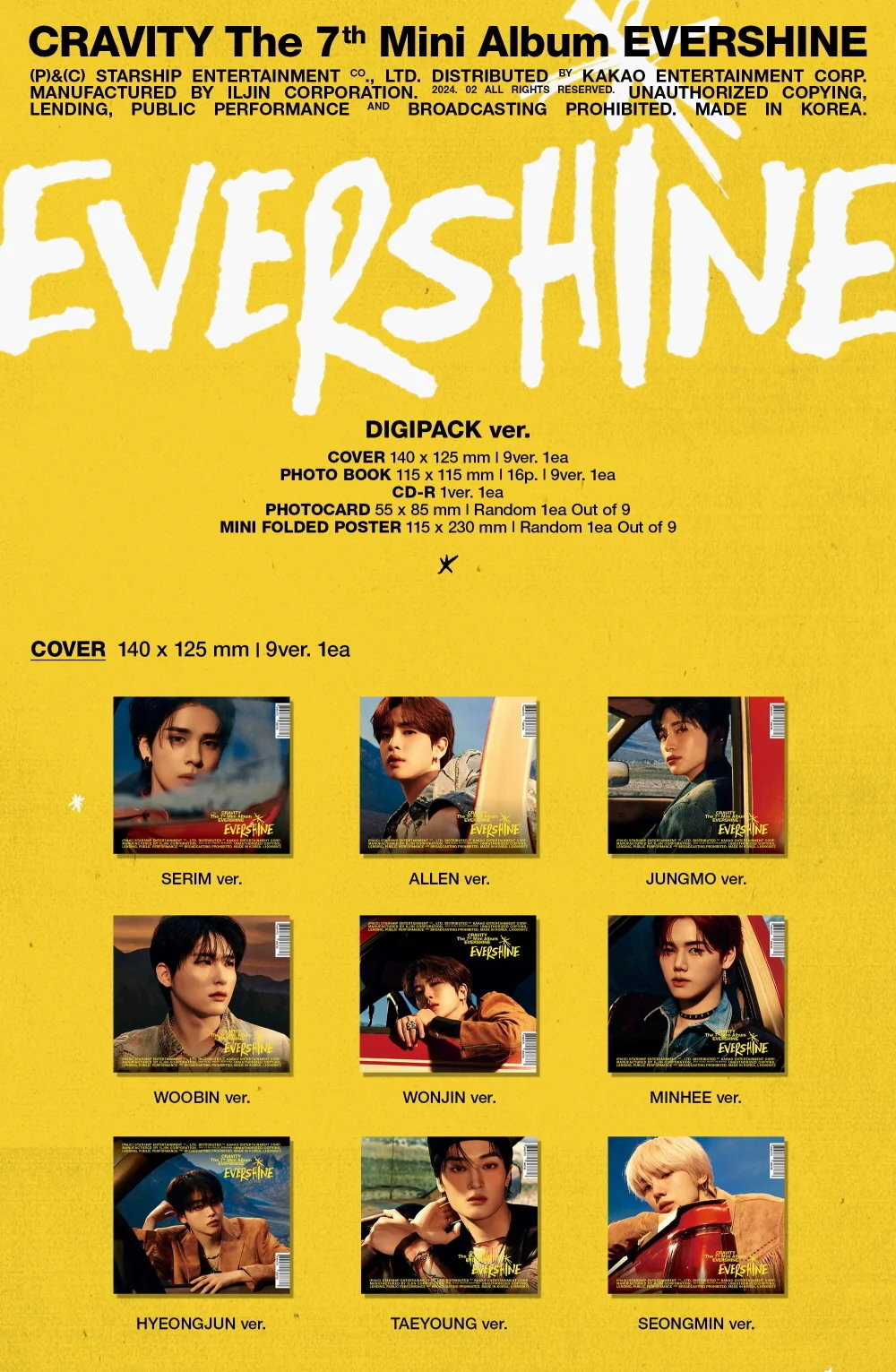 CRAVITY - 7th Mini Album EVERSHINE Digipack version CD - Image 2