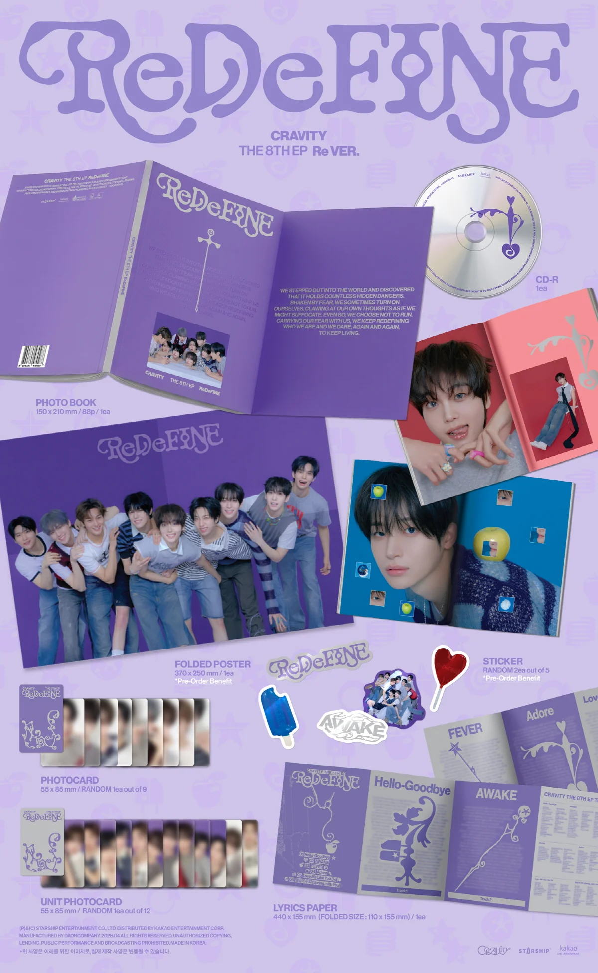 Cravity - 8th EP ReDeFINE Re version CD+Pre-Order Gift - Image 2