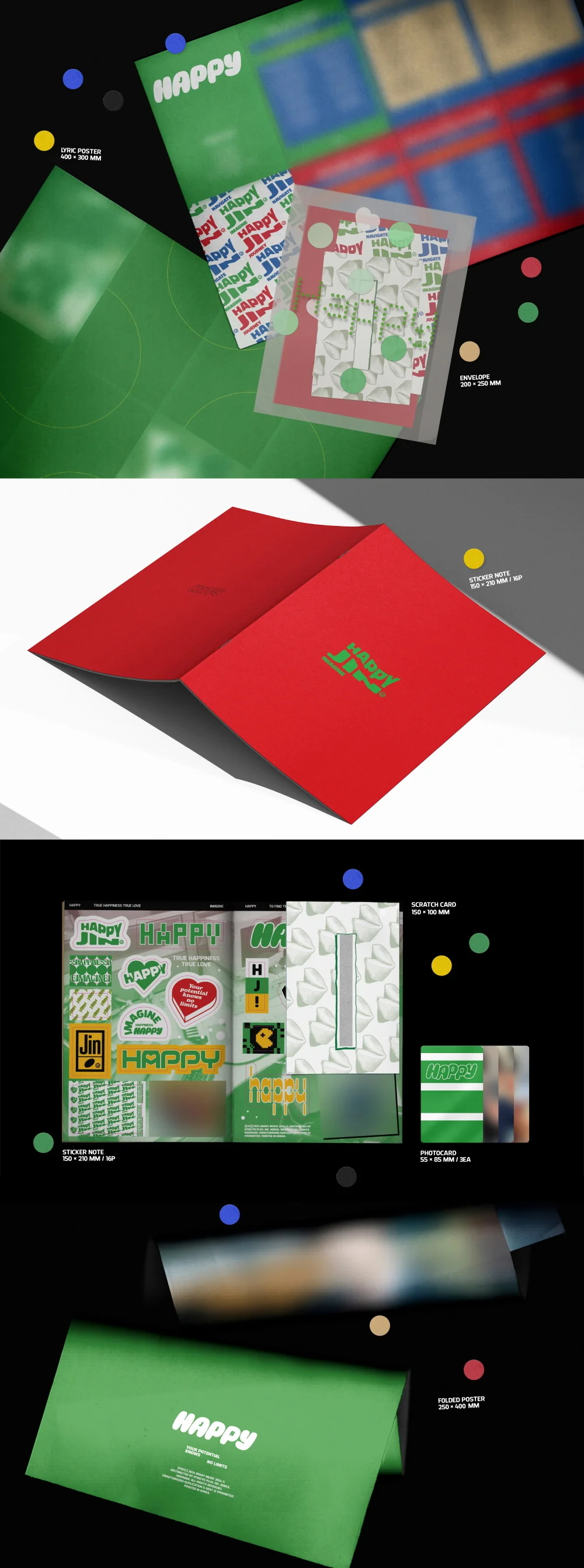 Jin - Vol.1 Happy Standard 3 versions+Weverse Albums version SET - Image 5