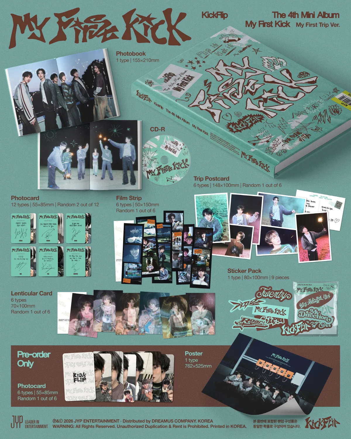 KickFlip - My First Kick [My First Trip ver.] 4th Mini Album+P.O Gift+Folded Poster - Image 2