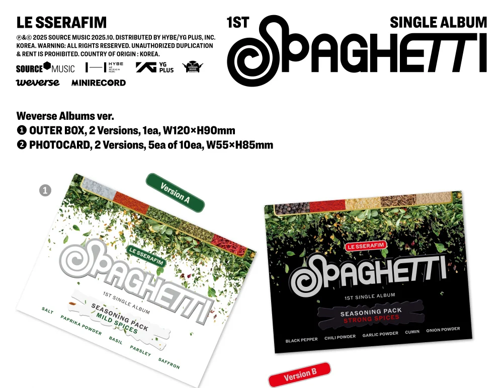 LE SSERAFIM - 1st Single Album SPAGHETTI [Weverse Albums ver.] - Image 2