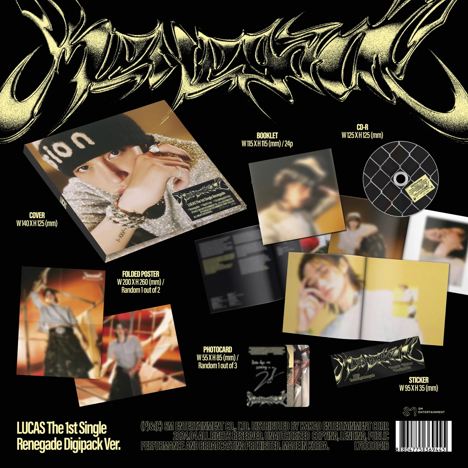 LUCAS - 1st Single Album Renegade [Digipack Ver.] - Image 2