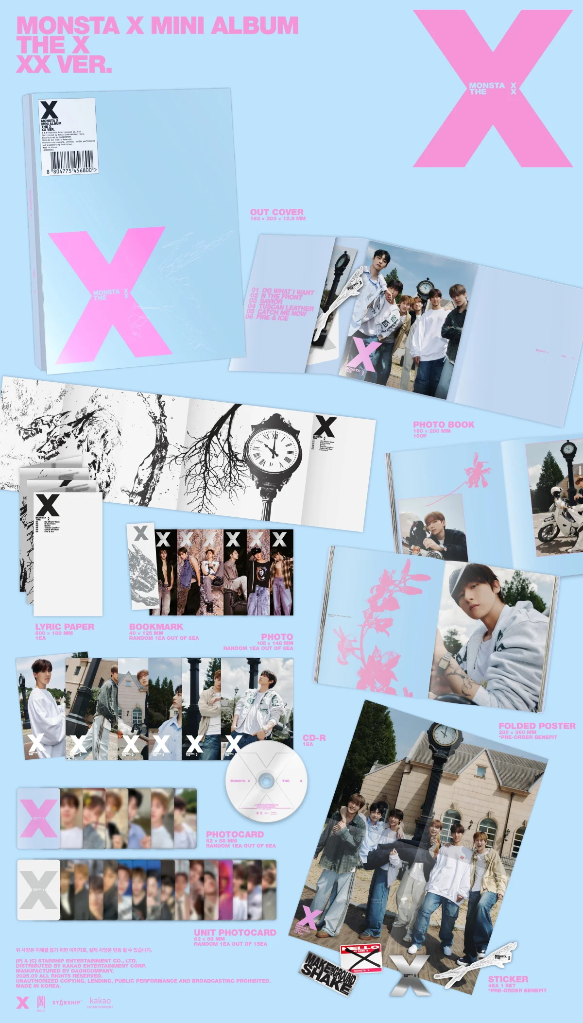 Monsta X - 13th Mini Album The X CD+Extra Photocards Set - Image 5