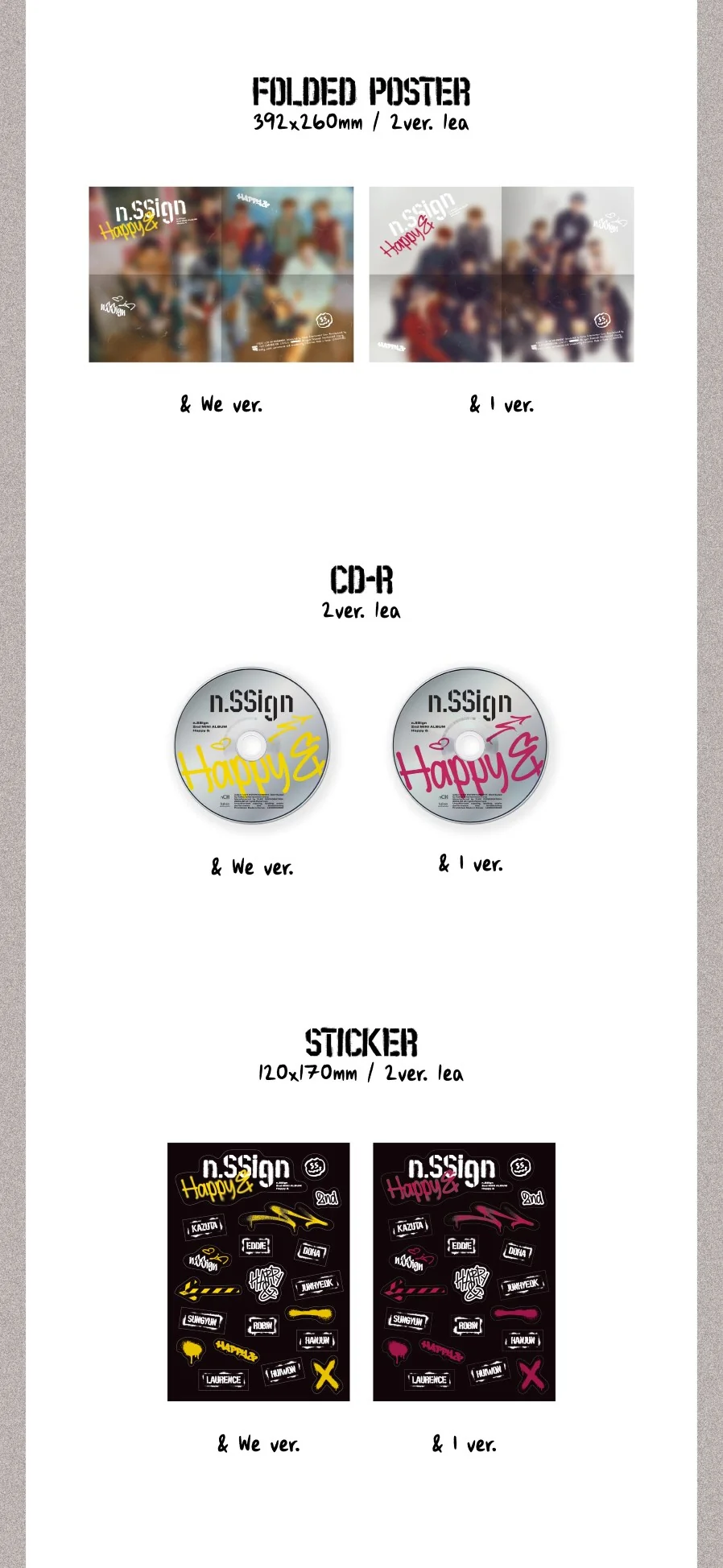 n.SSign - 2nd Mini Album Happy & CD+Pre-Order Benefit - Image 3