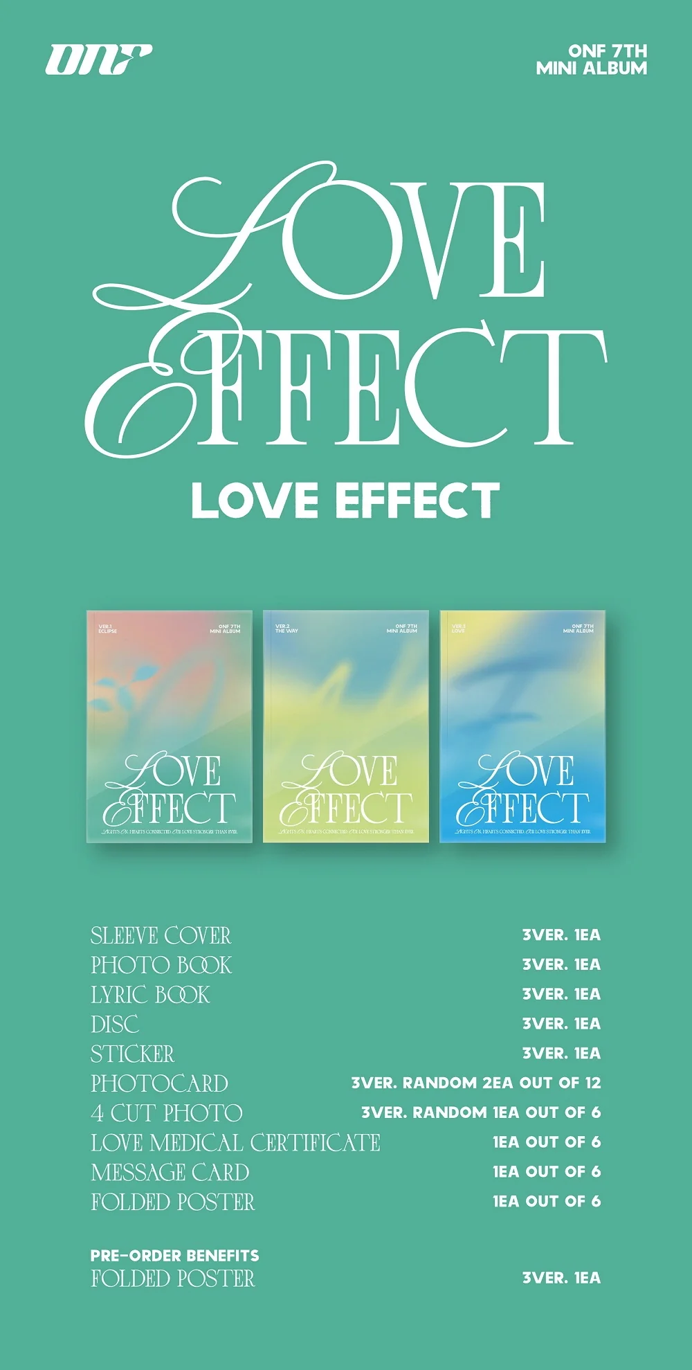 ONF - 7th Mini Album LOVE EFFECT CD+Pre-Order Benefit - Image 2