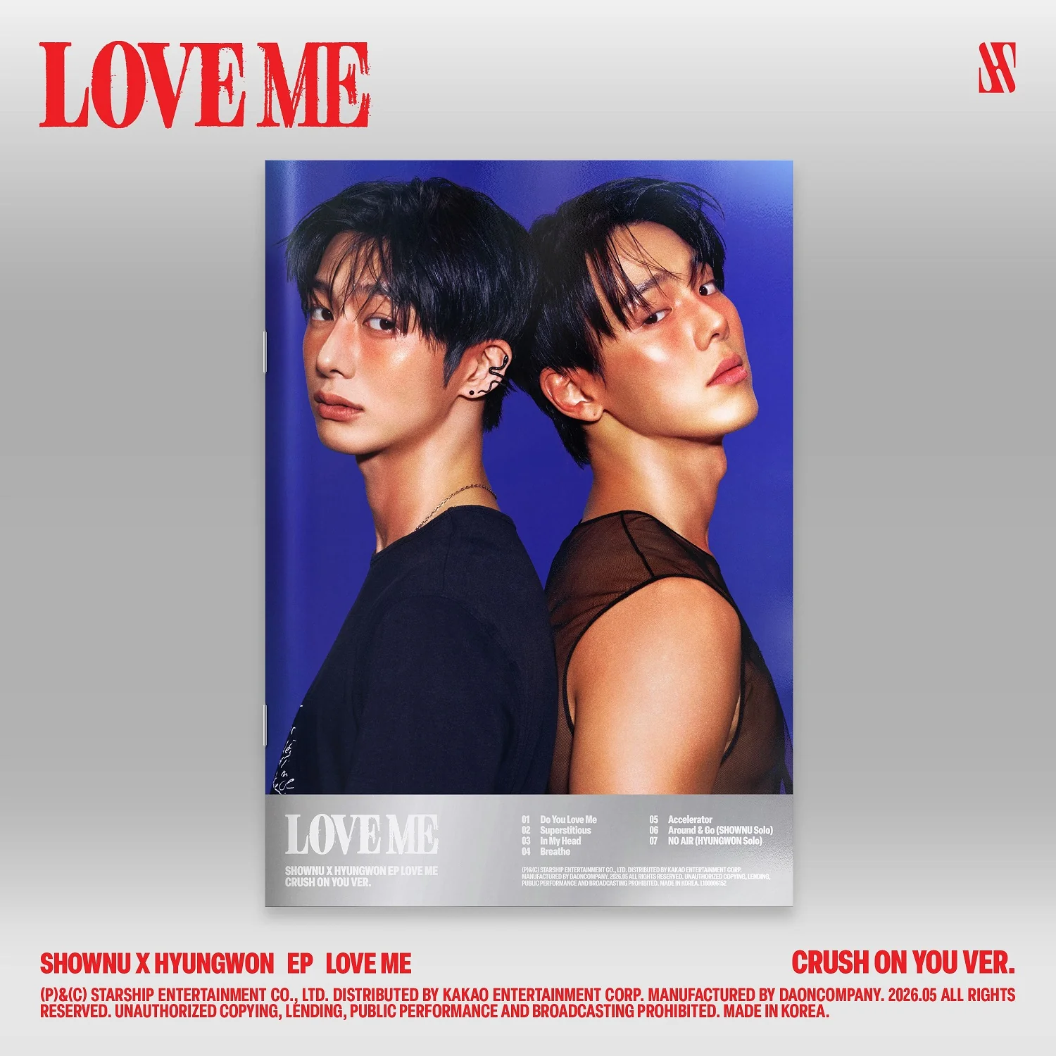 Shownu X Hyungwon - Love Me Crush On You version CD+Pre-Order Gift