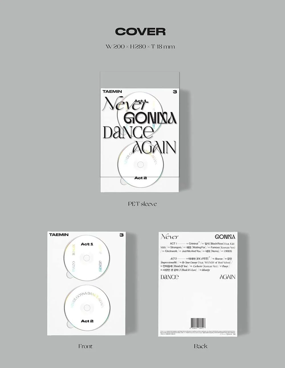 TAEMIN SHINee - NEVER GONNA DANCE AGAIN Extended Album+Extra Photocards Set - Image 3