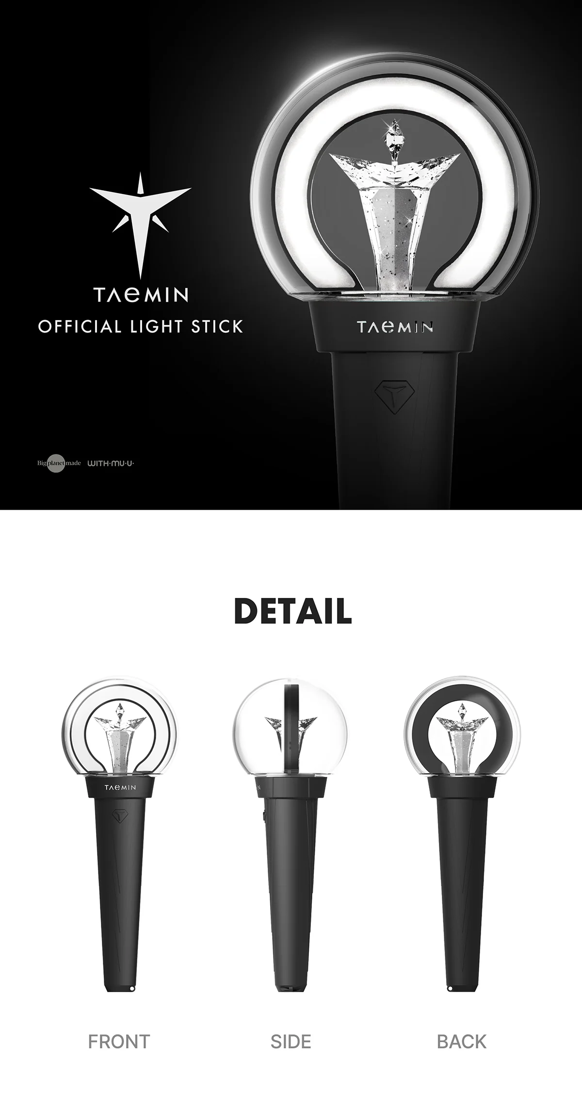 TAEMIN SHINee - Official Light Stick - 2024 World Tour EPHEMERAL GAZE Official MD + Preorder Photocard - Image 3