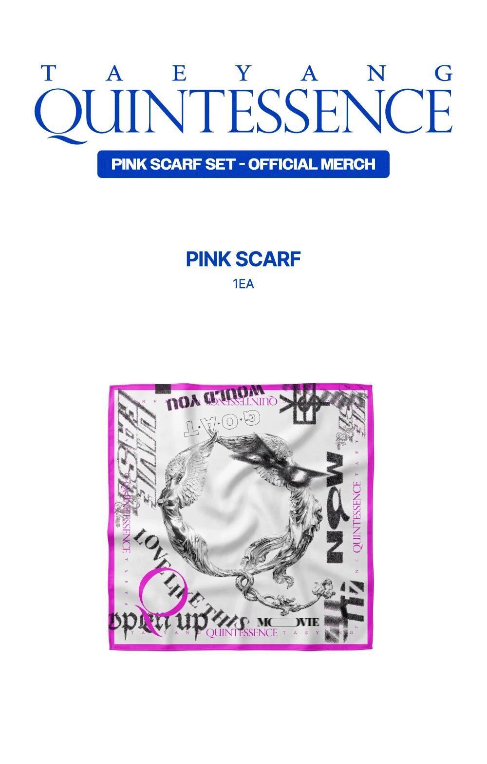 TAEYANG QUINTESSENCE Official Merch - PINK SCARF SET - Image 2