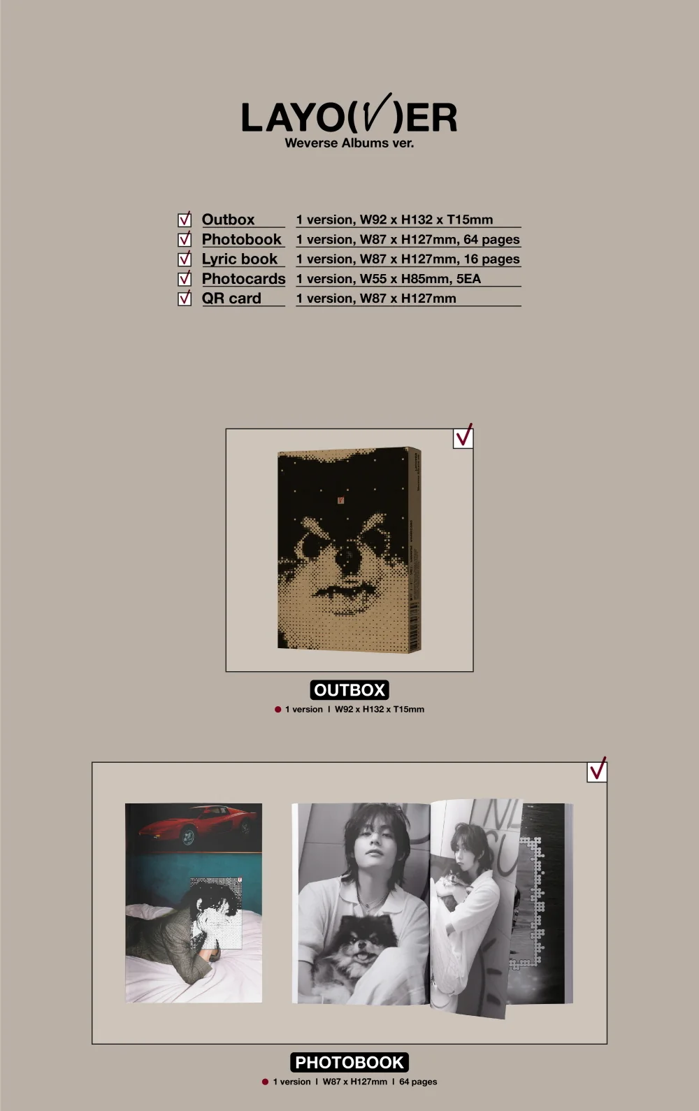 V BTS - Layover Album SET + Weverse Albums ver. (4 ver. SET) - Image 7