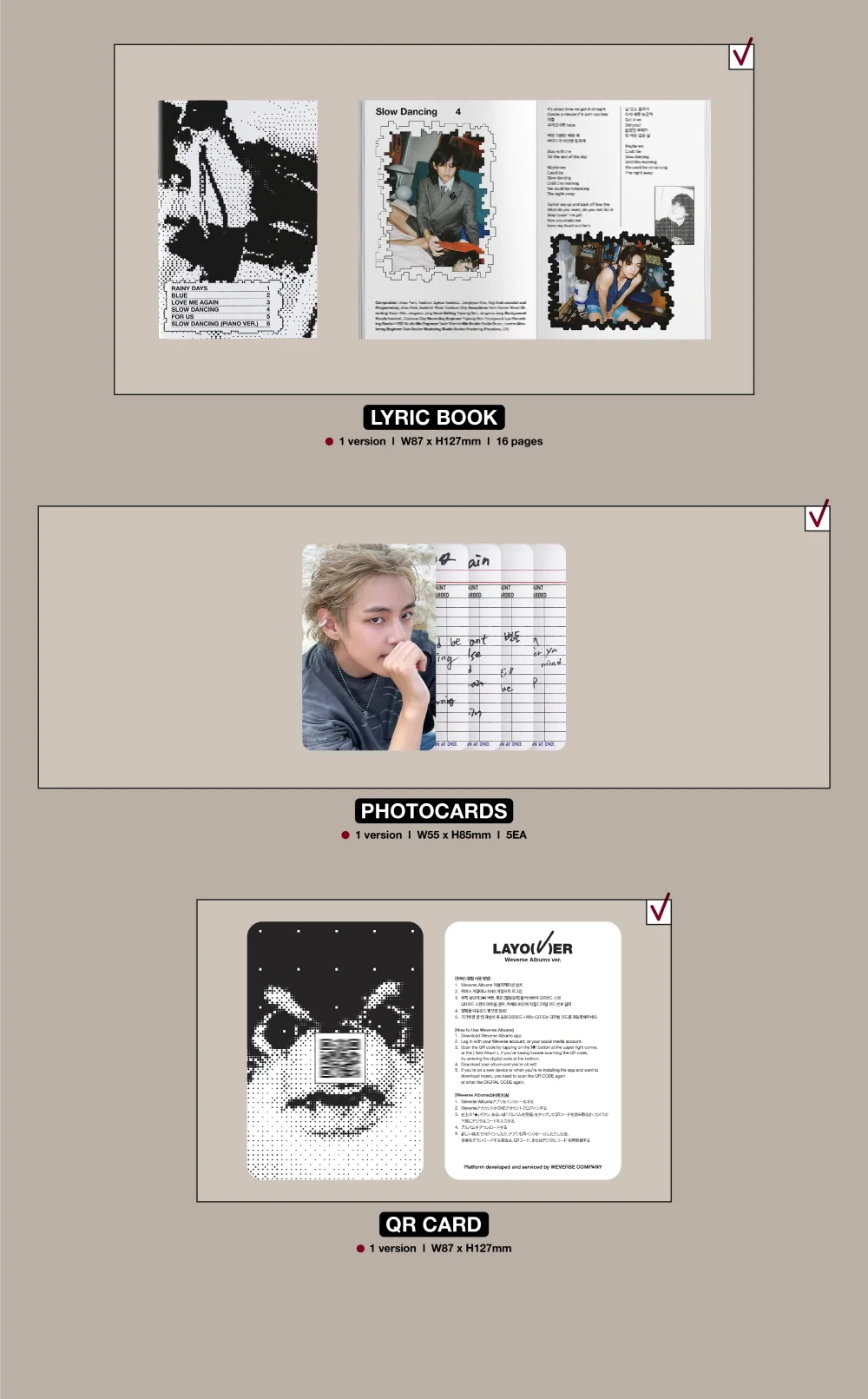 [WEVERSE EARLY-BIRD SPECIAL POB] V BTS - Layover Album SET + Weverse Albums ver. (4 ver. SET) - Image 8